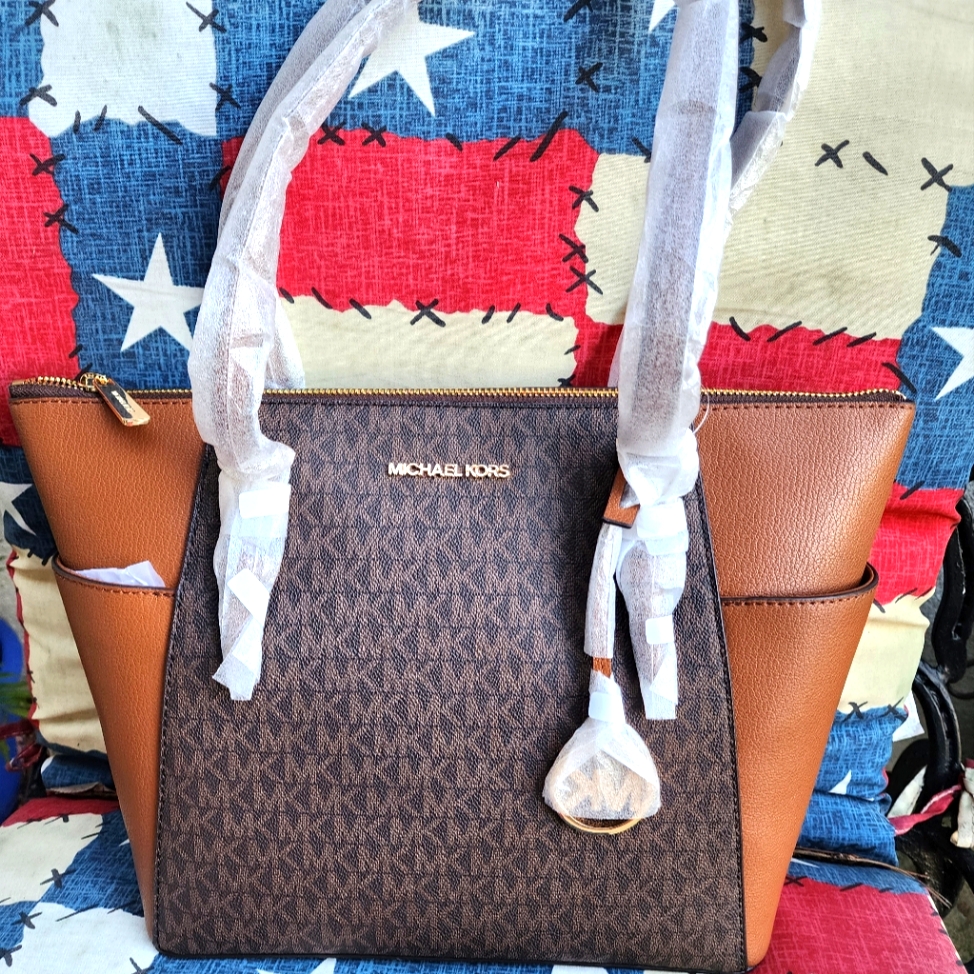 Michael Kors Charlotte Large Leather Tote And Zip Top Bag